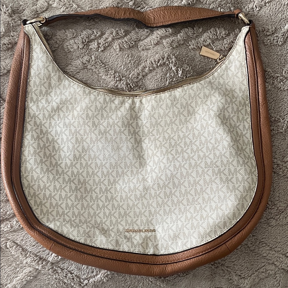 Michael Kors Tan and Cream Hobo Bag